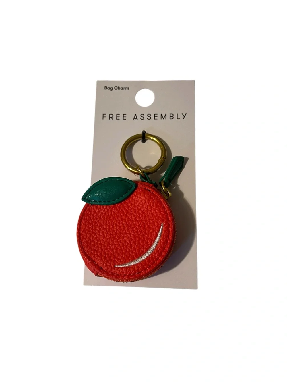 Free Assembly orange Coin Purse Keychain - with Green Leaf - Picture 1 of 2